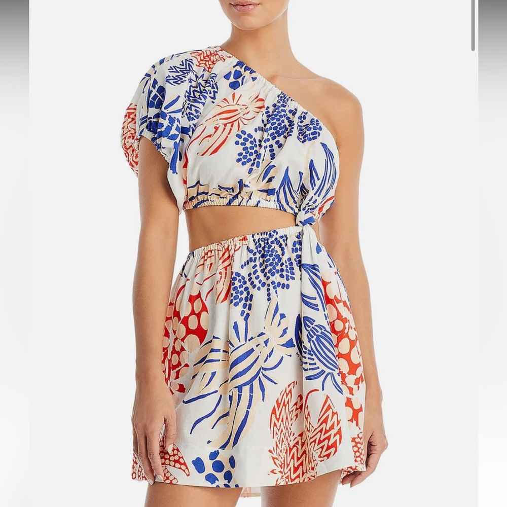 FARM Rio Off-White Mixed Lobsters Mini Dress